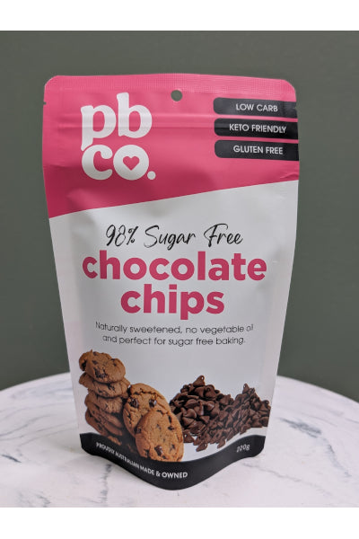 PBCO CHOC CHIPS 98% SUGAR FREE 220GM