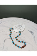 ZB AMBER BABY NECKLACE COGNAC +TURQ 32