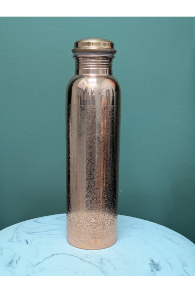 COPPER WATER BOTTLE EMBOSSED 950ML