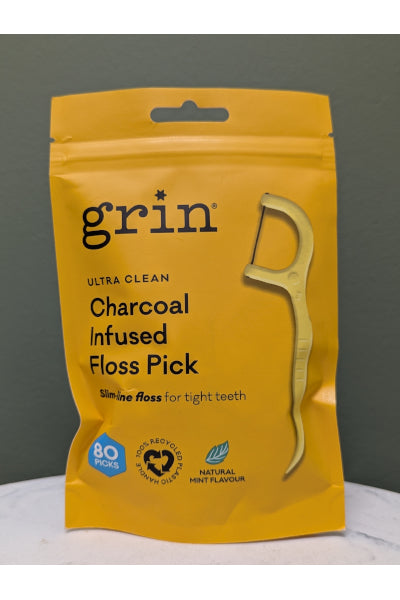GRIN ULTRA CLEAN FLOSS PICKS CHARC 80PK