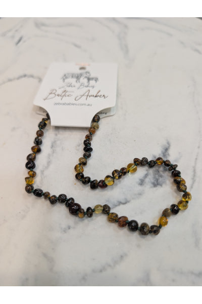 ZB AMBER BABY NECKLACE GREEN 32CM