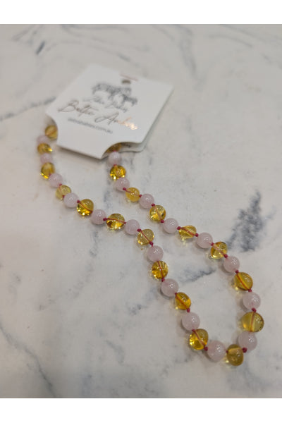 ZB AMBER BABY NECKLACE LEMON & ROSE 32CM