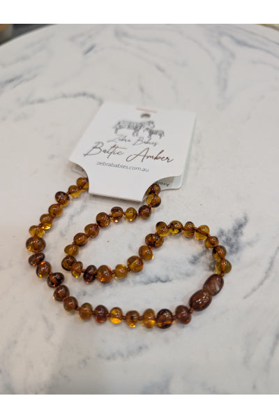 ZB AMBER BABY NECKLACE CHERRY 32CM
