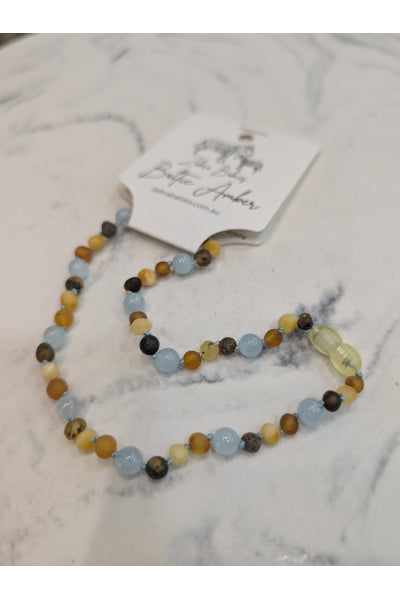 ZB AMBER BABY NECKLACE MULTI AQUAM 32CM