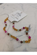 ZB AMBER BABY NECKLACE COGNAC MIXED 32CM