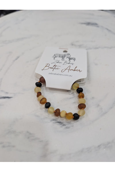 ZB AMBER BABY BRACELET  MULTI RAW 14CM