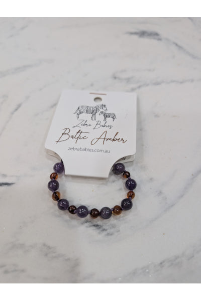 ZB AMBER BABY BRACELET COGNAC + AME 14CM